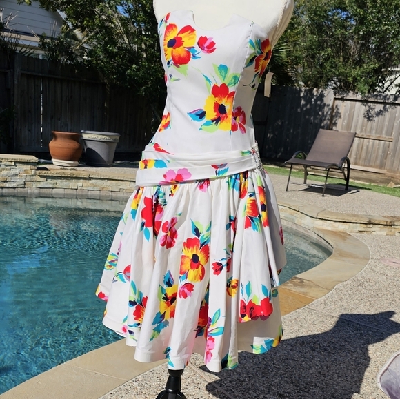 Nwt RIMINI 100% COTTON Sakowitz flower tea dress 10 - Picture 15 of 15